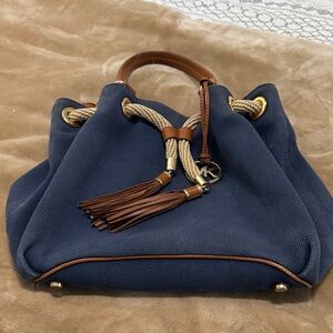 Michael Kors Blue and Brown Hobo Bag